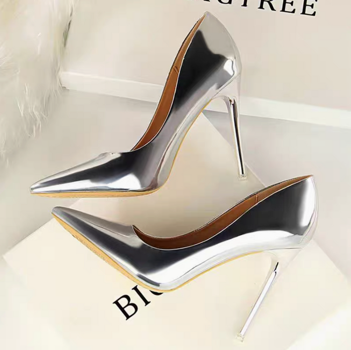 0DD-Metalic patent High Heel Stiletto