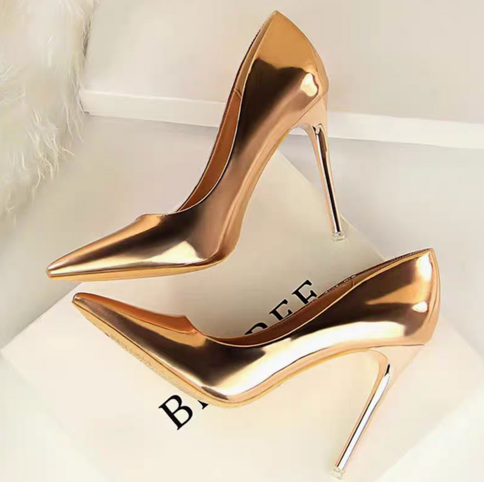 0DD-Metalic patent High Heel Stiletto