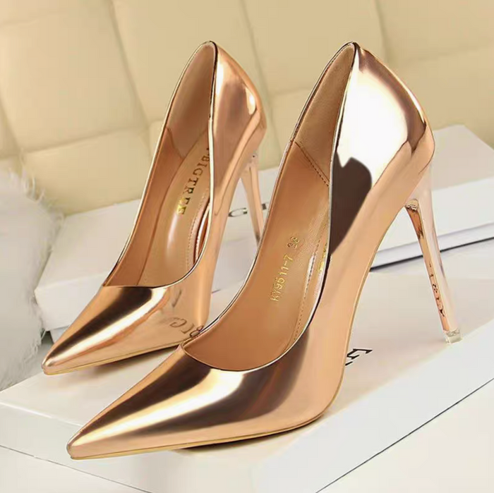 0DD-Metalic patent High Heel Stiletto