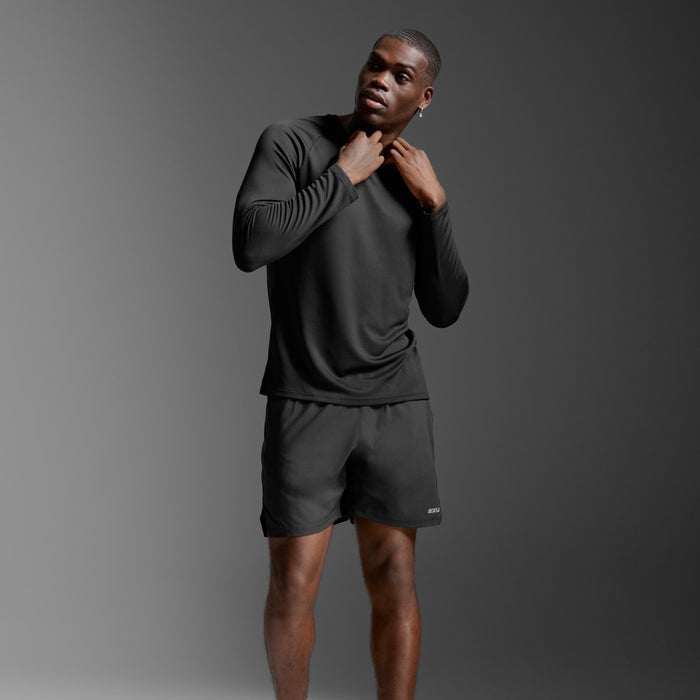 2XU Aero Mesh Long Sleeve Tee | Black / Silver Reflective | Mens