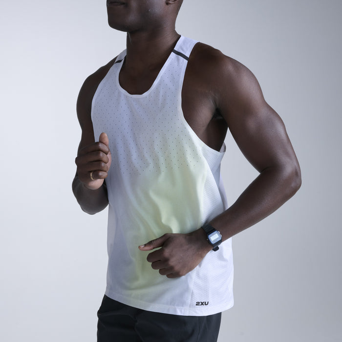2XU Light Speed React Singlet | Cool Matcha Mist / Black Reflective | Mens