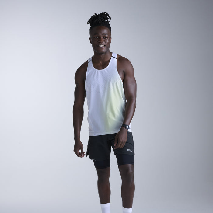 2XU Light Speed React Singlet | Cool Matcha Mist / Black Reflective | Mens