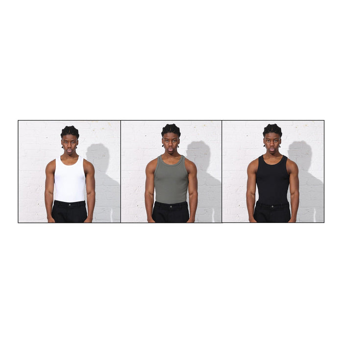 3-Pack | Montauk Rib Tank T-Shirt White | Black | Grey