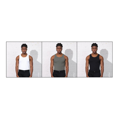 3-Pack | Montauk Rib Tank T-Shirt White | Black | Grey