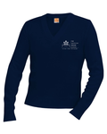ADS NAVY V-NECK PULLOVER SWEATER WITH LOGO