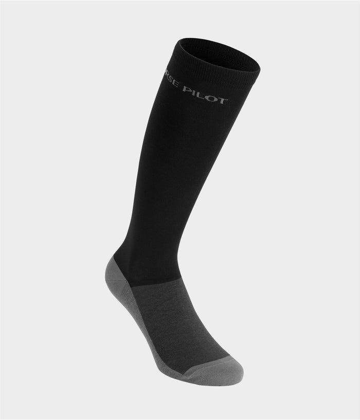 Aero Socks Deux paires de chaussettes d'équitation unisexe| Black | Horse Pilot