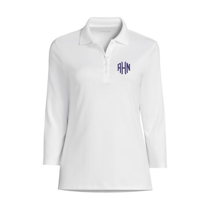 AHN LONG SLEEVE JUNIOR-FIT POLO SHIRTS WHITE & NAVY (HIGH SCHOOL ONLY)