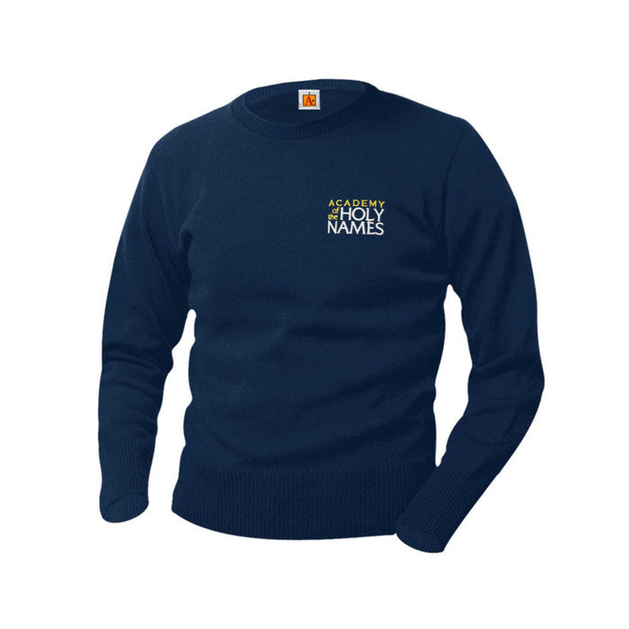 AHN NAVY CREWNECK PULLOVER SWEATER W/ LOGO