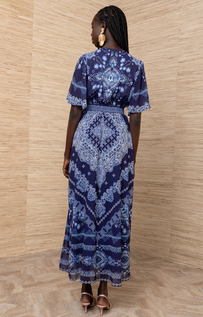 Alitzel Chiffon Maxi Dress, color-Navy