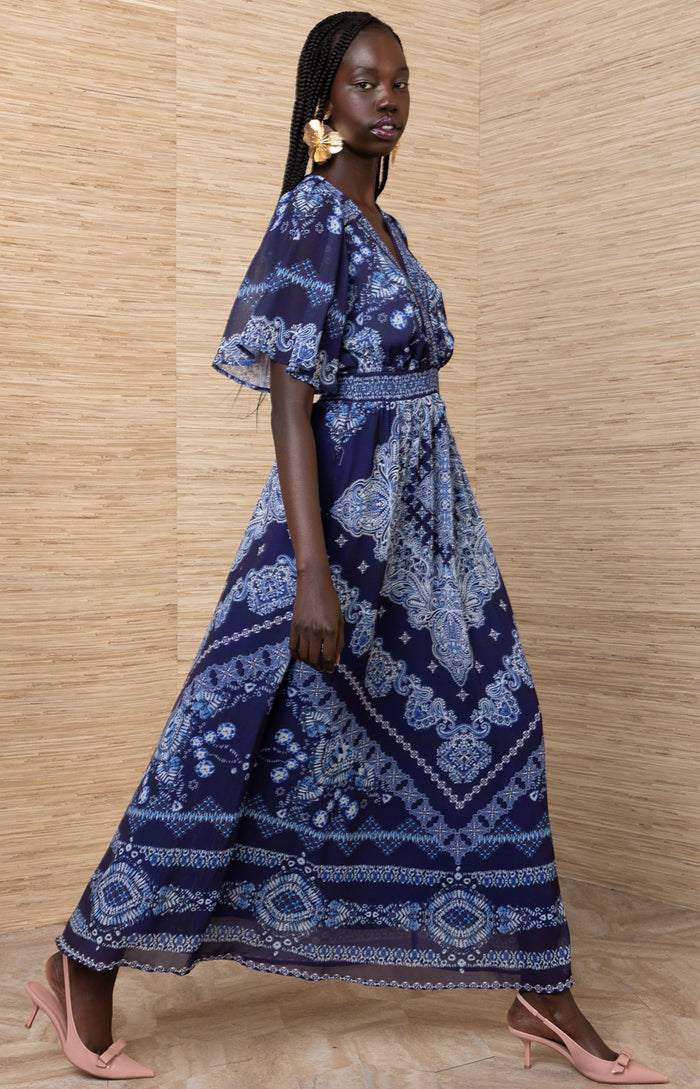 Alitzel Chiffon Maxi Dress, color-Navy