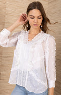 Aliza Swiss dot Chiffon Top, color-White