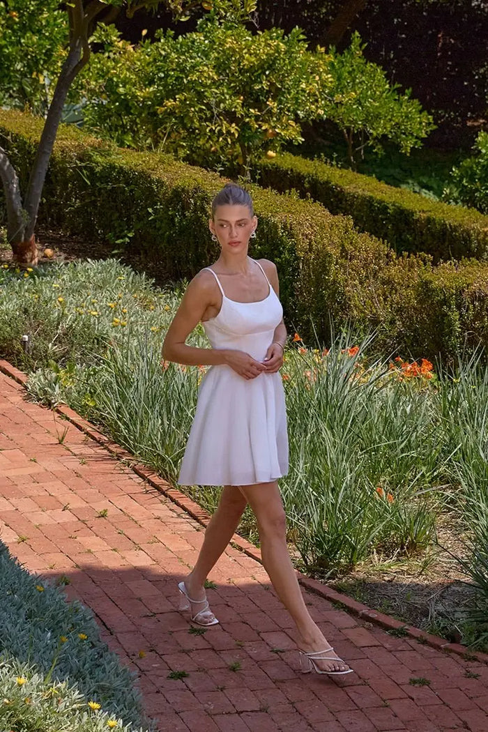 Amoris T103W A Line Shimmering White Mini Dress