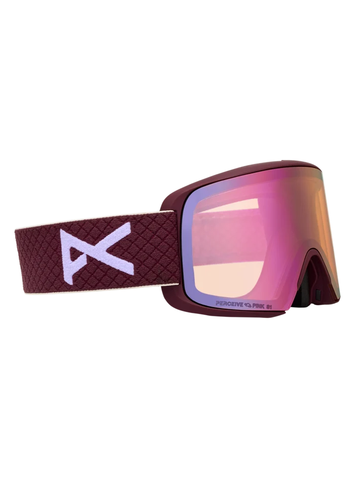 Product image of Anon M6S Goggles[Variant:Frame: Deep Cherry, Lens: Perceive Cloudy Pink (53% / S1), Spare Lens: Perceive Variable Blue (21% / S2)]