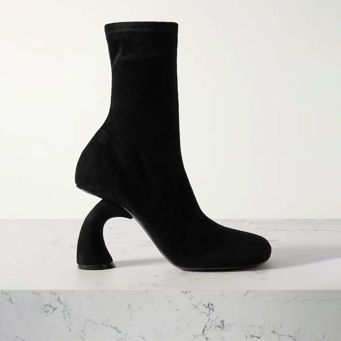 Architectural Heel Ankle Boots – OLIVE