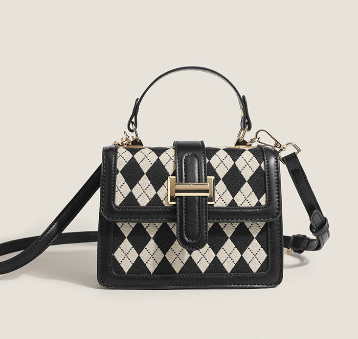Argyle Pattern Top Handle Bag - Classic