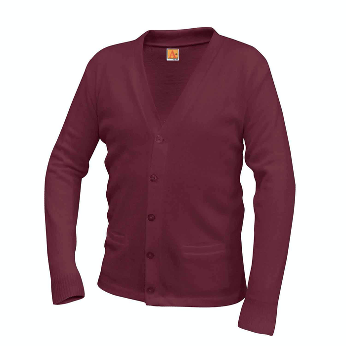 ASCA V-NECK WINE CARDIGAN SWEATER - FINAL SALE