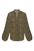 Ava Leopard Henley Top Olive Oil*