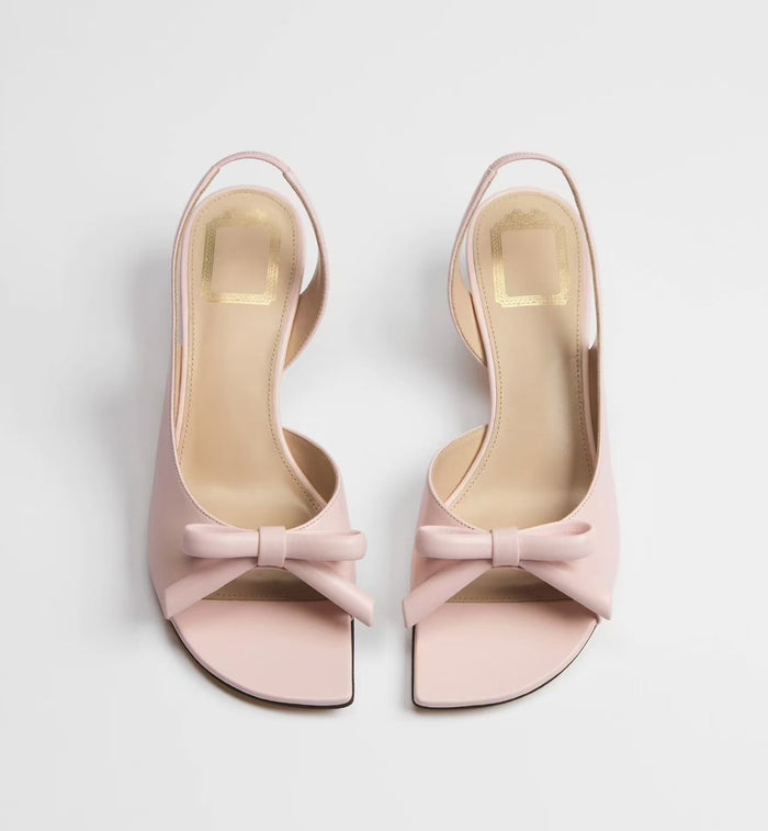 Black Bow Slingback Kitten Heels – Minimal