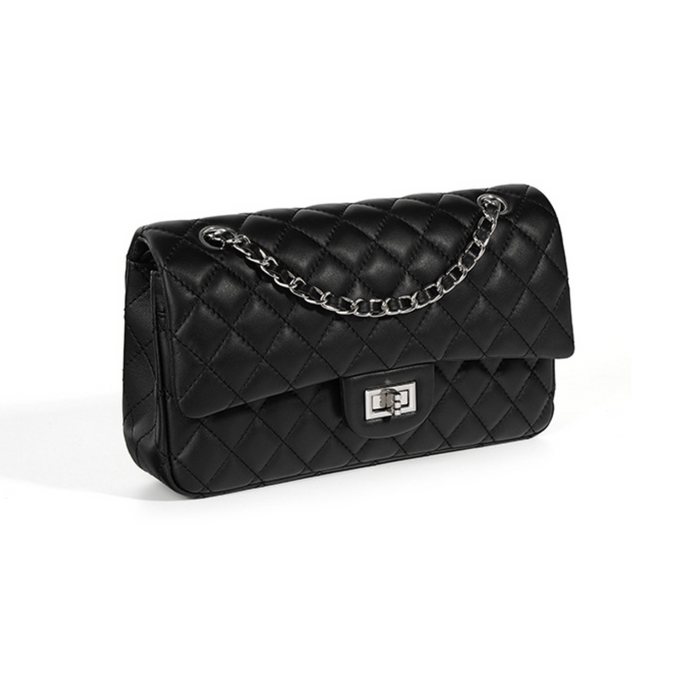 Black Quilted Chain Shoulder Bag – LUNÉVA