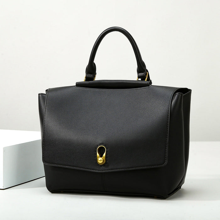 Black Structured Top Handle Tote Bag – VÉRISSA