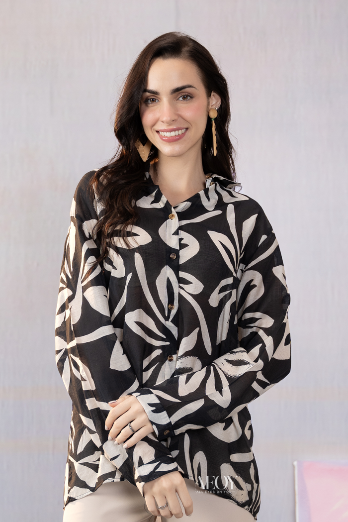 Monochrome printed cotton shirt