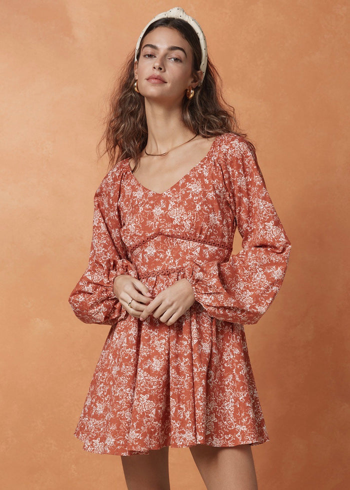 Blakely Dress (Rust Toile)