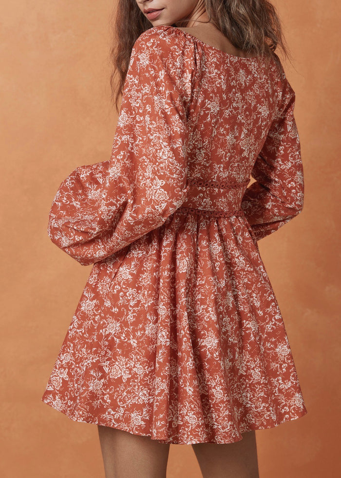 Blakely Dress (Rust Toile)