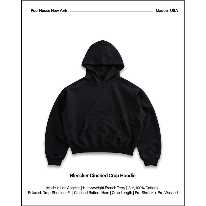 Bleecker Cinched Crop Hoodie | Relaxed, Drop-Shoulder Classic Black