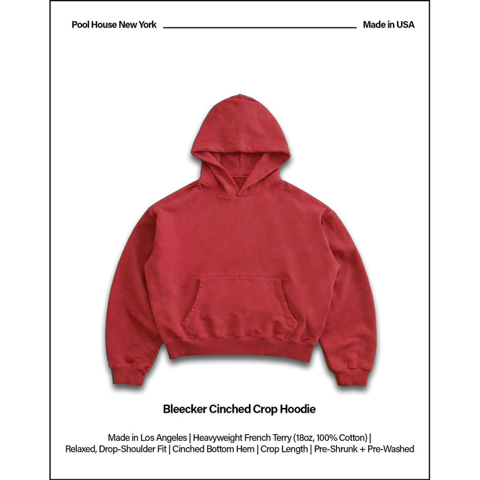 Bleecker Cinched Crop Hoodie | Relaxed, Drop-Shoulder PH Red