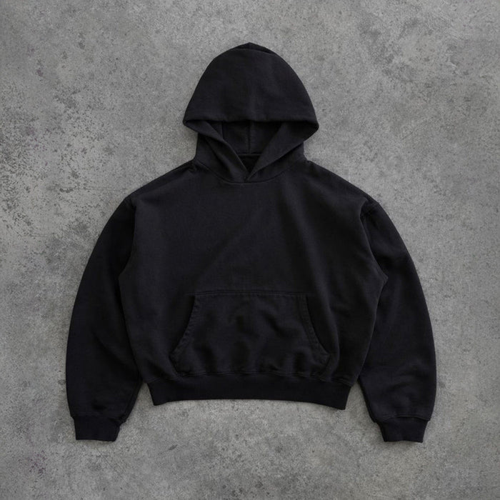 Bleecker Cinched Crop Hoodie | Relaxed, Drop-Shoulder Classic Black
