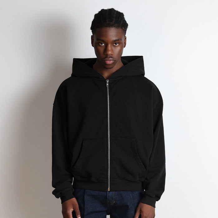 Bleecker Cinched Crop Zip-Up | Relaxed, Drop-Shoulder Classic Black