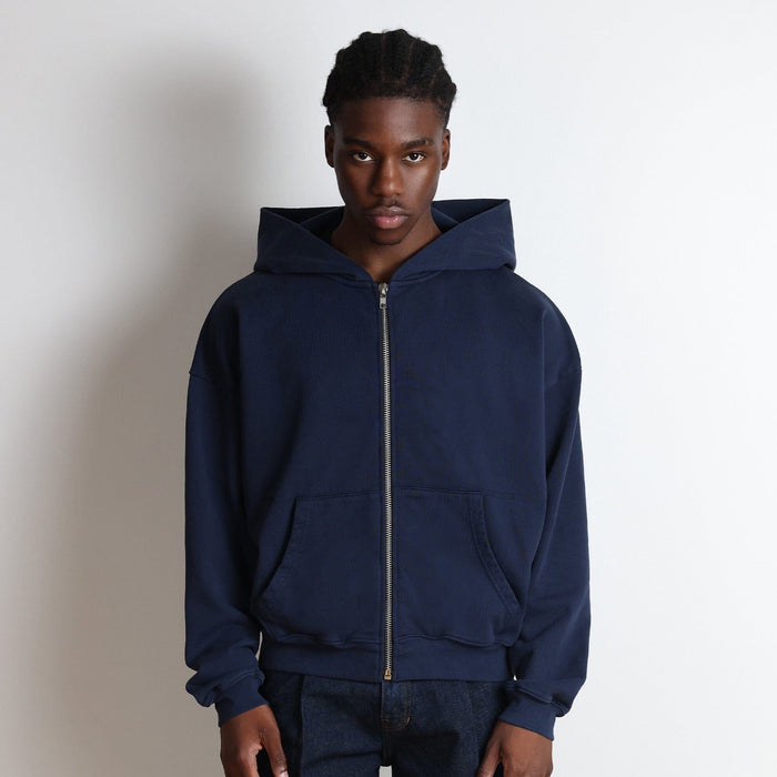 Bleecker Cinched Crop Zip-Up | Relaxed, Drop-Shoulder Classic Navy
