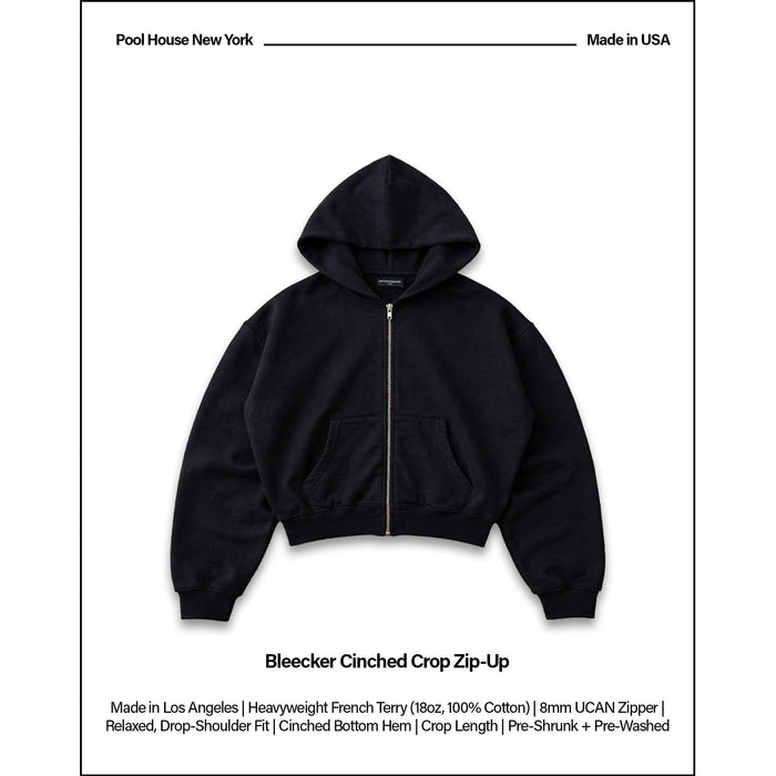 Bleecker Cinched Crop Zip-Up | Relaxed, Drop-Shoulder Classic Black