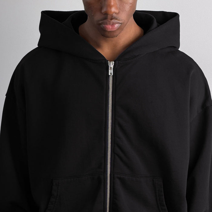 Bleecker Cinched Crop Zip-Up | Relaxed, Drop-Shoulder Classic Black