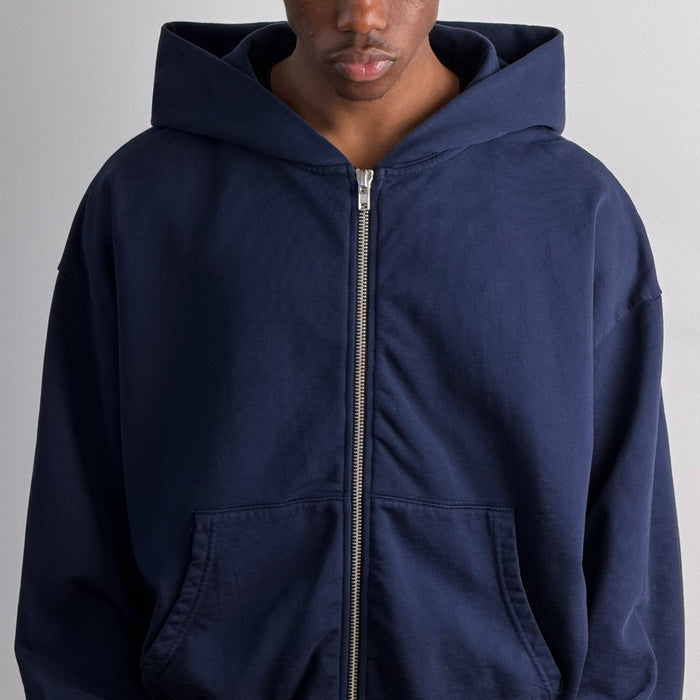 Bleecker Cinched Crop Zip-Up | Relaxed, Drop-Shoulder Classic Navy