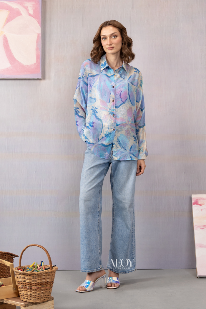 Blue Sheer –Printed Shirt