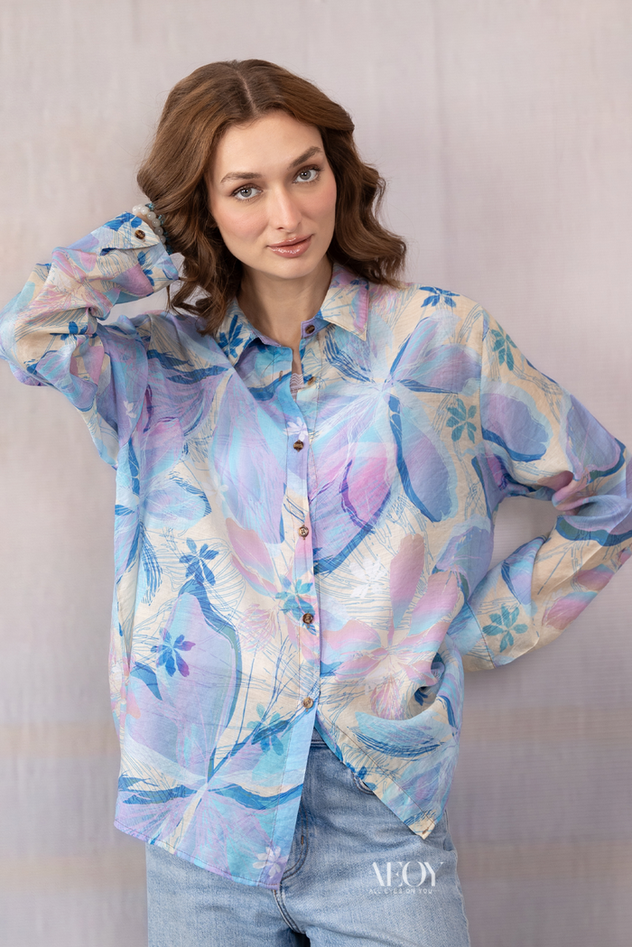 Blue Sheer –Printed Shirt