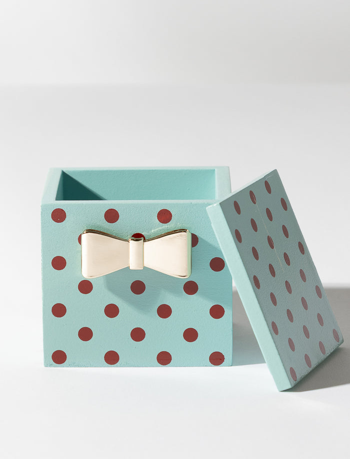 Boîte à bijoux en bois à pois