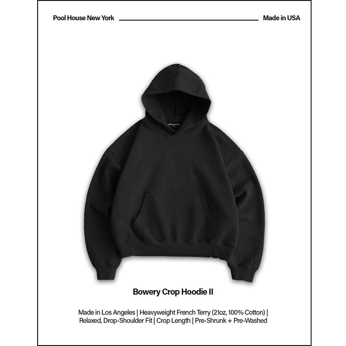 Bowery Crop Hoodie II | Relaxed, Drop-Shoulder Classic Black