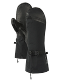 Black insulated gloves with a buckle on a white background