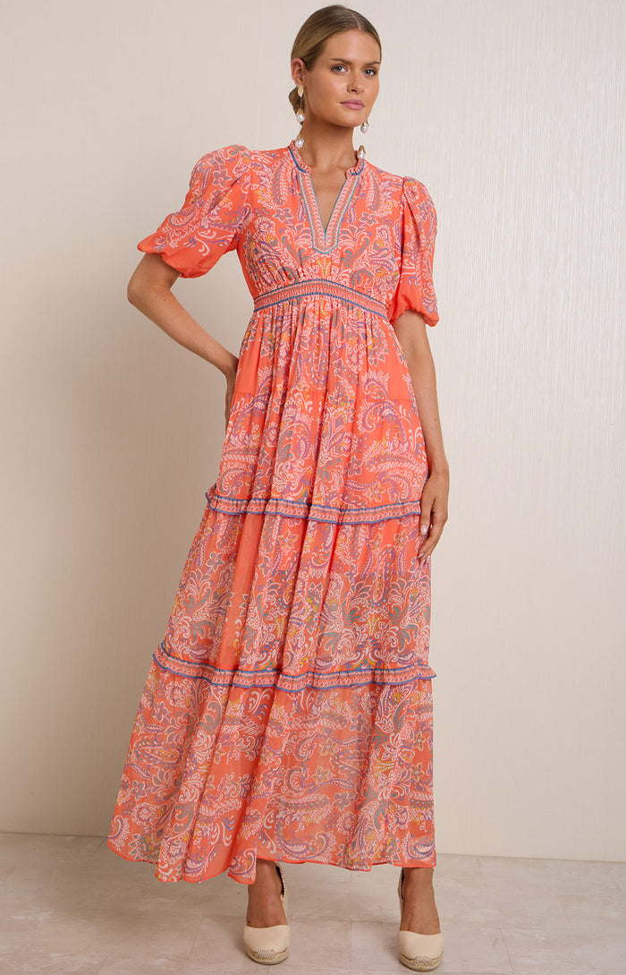 Buttercup Chiffon Maxi Dress, color-Orange