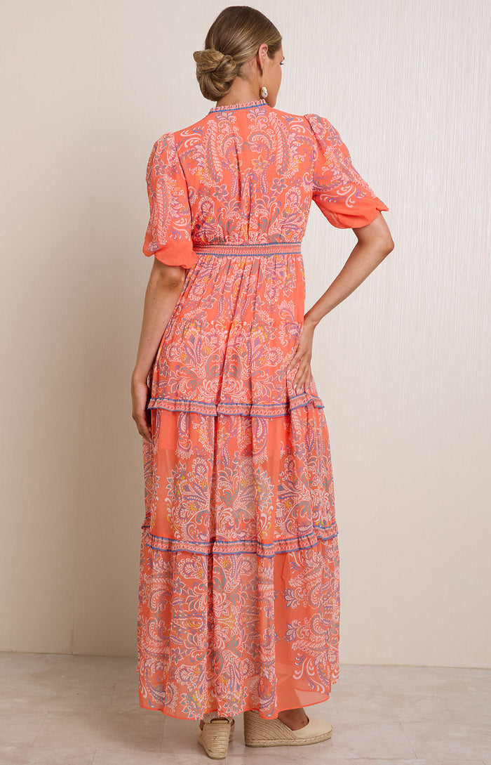 Buttercup Chiffon Maxi Dress, color-Orange
