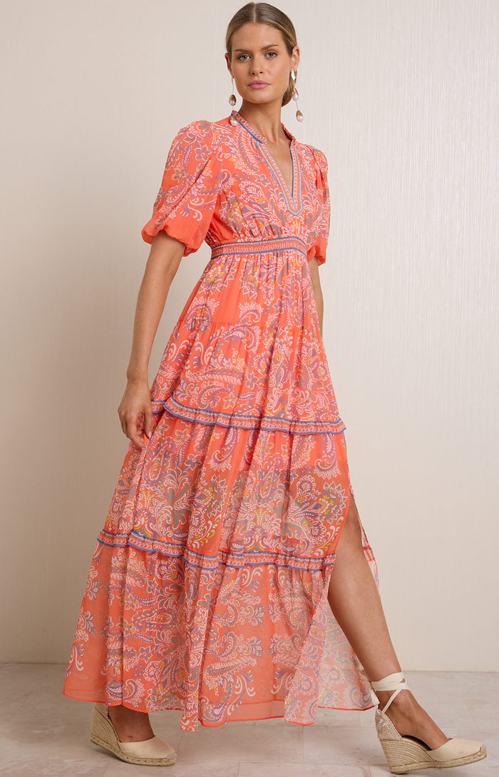 Buttercup Chiffon Maxi Dress, color-Orange