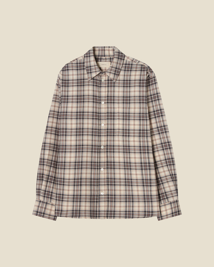 Byron Brown Flannel Check flat (beige background)