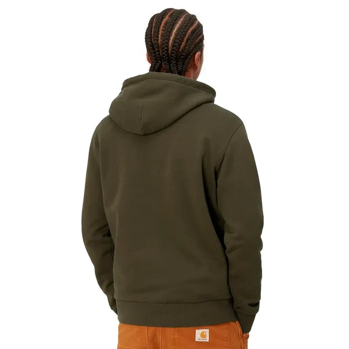 Carhartt Felpa Hooded Script Embroidery Cypress Black