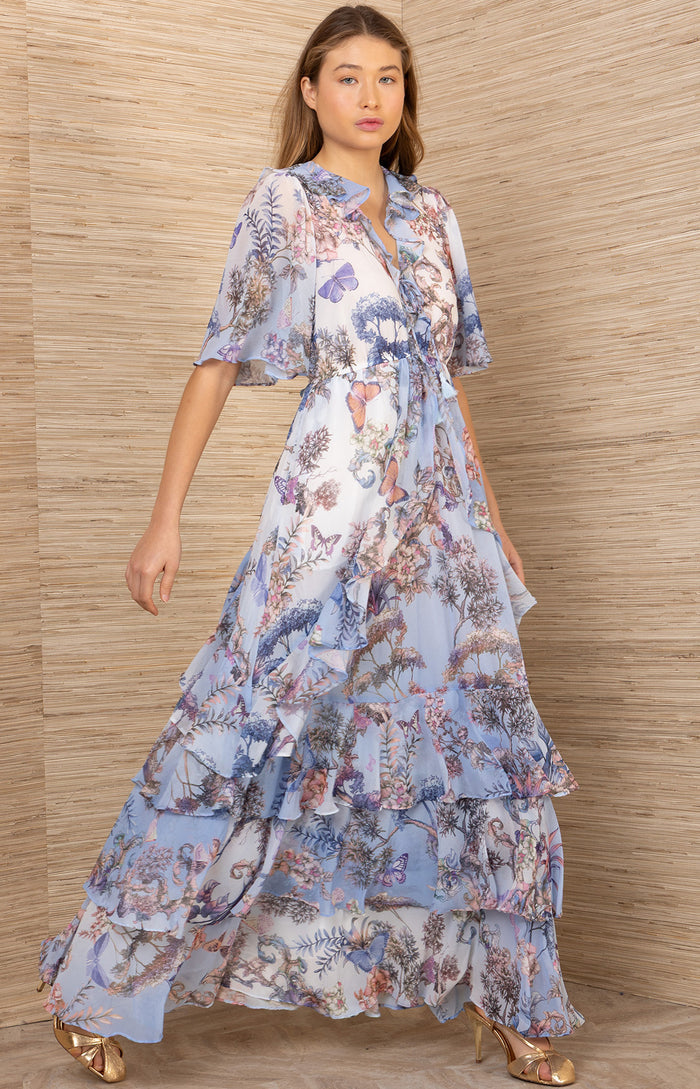 Carina Chiffon Maxi Dress, color-Blue
