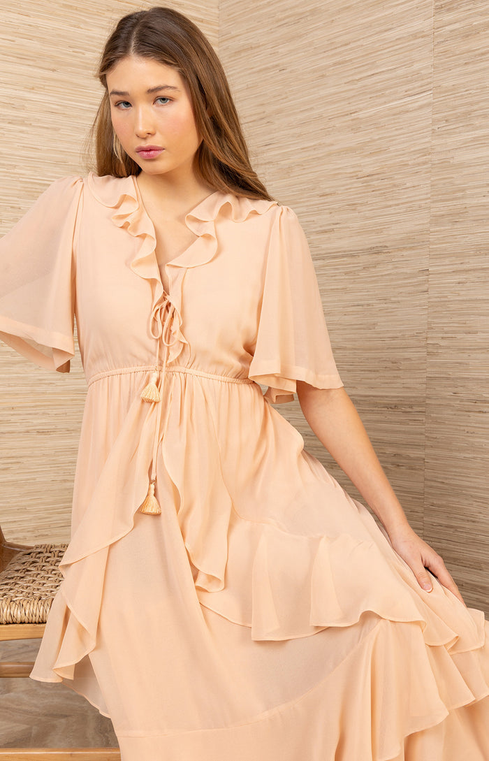 Carina Solid Maxi Dress, color-Blush