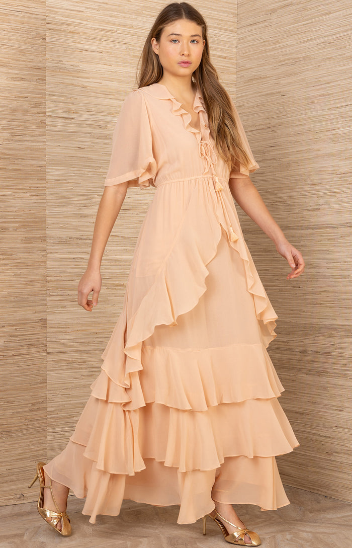 Carina Solid Maxi Dress, color-Blush