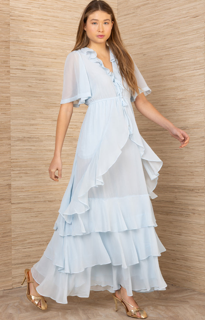 Carina Solid Maxi Dress, color-Blue