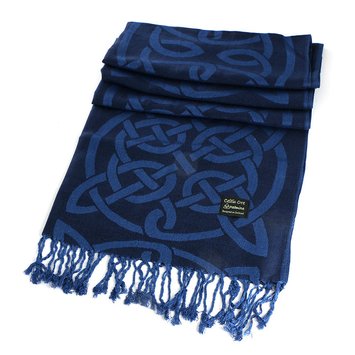 Celtic Knot Pashmina Scarf - Navy